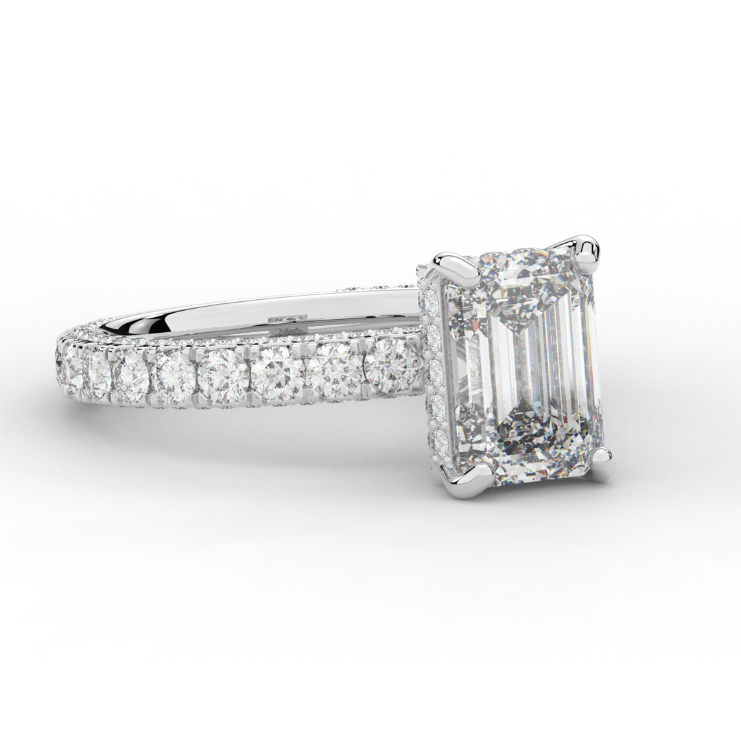 3.00CT.TW EMERALD CUT LAB DIAMOND ENGAGEMENT RING - Nazarelle
