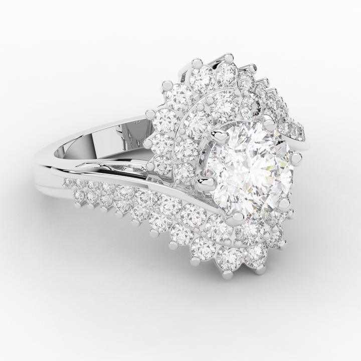 3.35CT.TW ROUND LAB DIAMOND BYPASS HALO ENGAGEMENT RING - Nazarelle