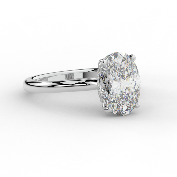 2.05CT.TW OVAL LAB DIAMOND UNDERHALO ENGAGEMENT RING - Nazarelle