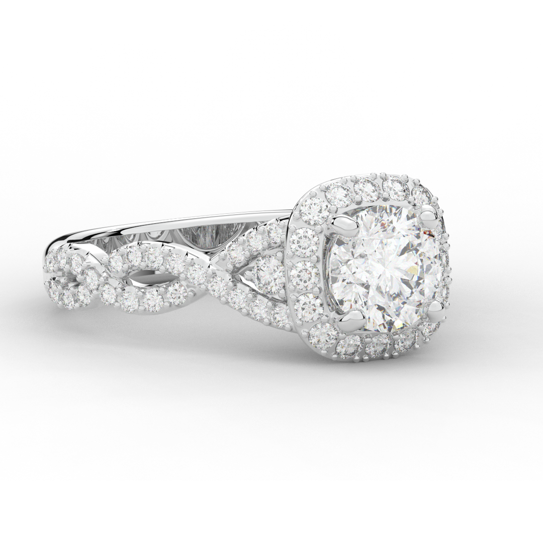 1.30CT.TW ROUND LAB DIAMOND HALO ENGAGEMENT RING - Nazarelle