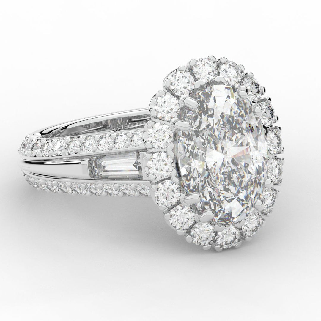 5.75CT.TW OVAL LAB DIAMOND HALO ENGAGEMENT RING - Nazarelle
