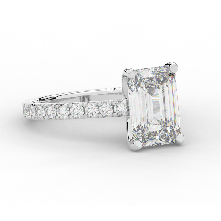 4.25CT.TW EMERALD CUT LAB DIAMOND SOLITAIRE ENGAGEMENT RING - Nazarelle