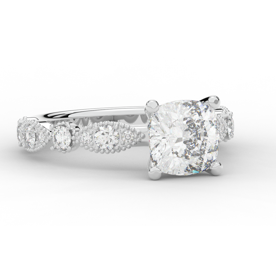 2.50CT.TW CUSHION LAB DIAMOND SOLITAIRE ENGAGEMENT RING - Nazarelle