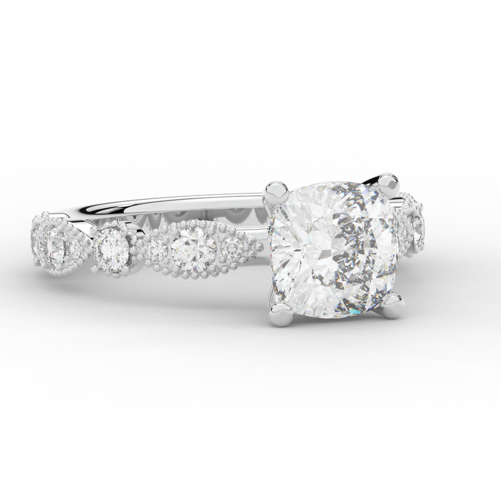 2.50CT.TW CUSHION LAB DIAMOND SOLITAIRE ENGAGEMENT RING - Nazarelle