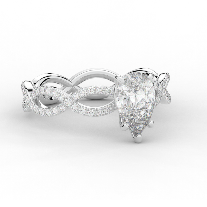 1.30CT.TW PEAR LAB DIAMOND TWIST BAND ENGAGEMENT RING - Nazarelle
