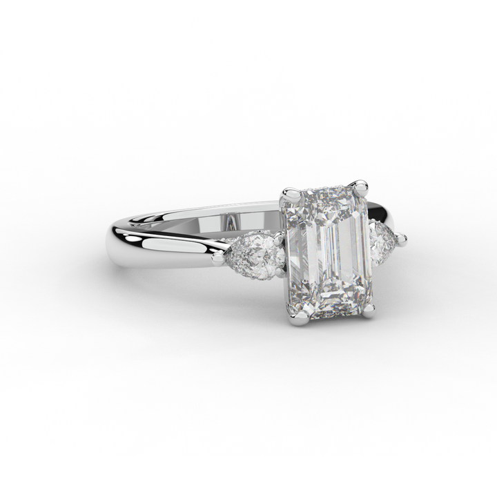 2.40CT.TW EMERALD CUT LAB DIAMOND 3 STONE ENGAGEMENT RING - Nazarelle