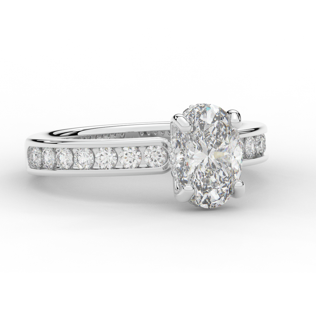 1.95CT.TW OVAL LAB DIAMOND UNDERHALO ENGAGEMENT RING - Nazarelle