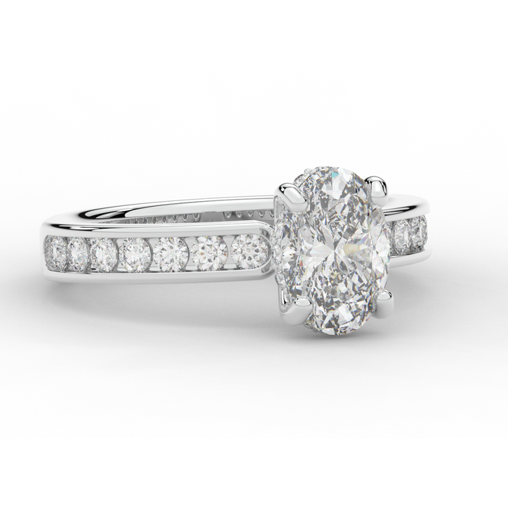 1.95CT.TW OVAL LAB DIAMOND UNDERHALO ENGAGEMENT RING - Nazarelle