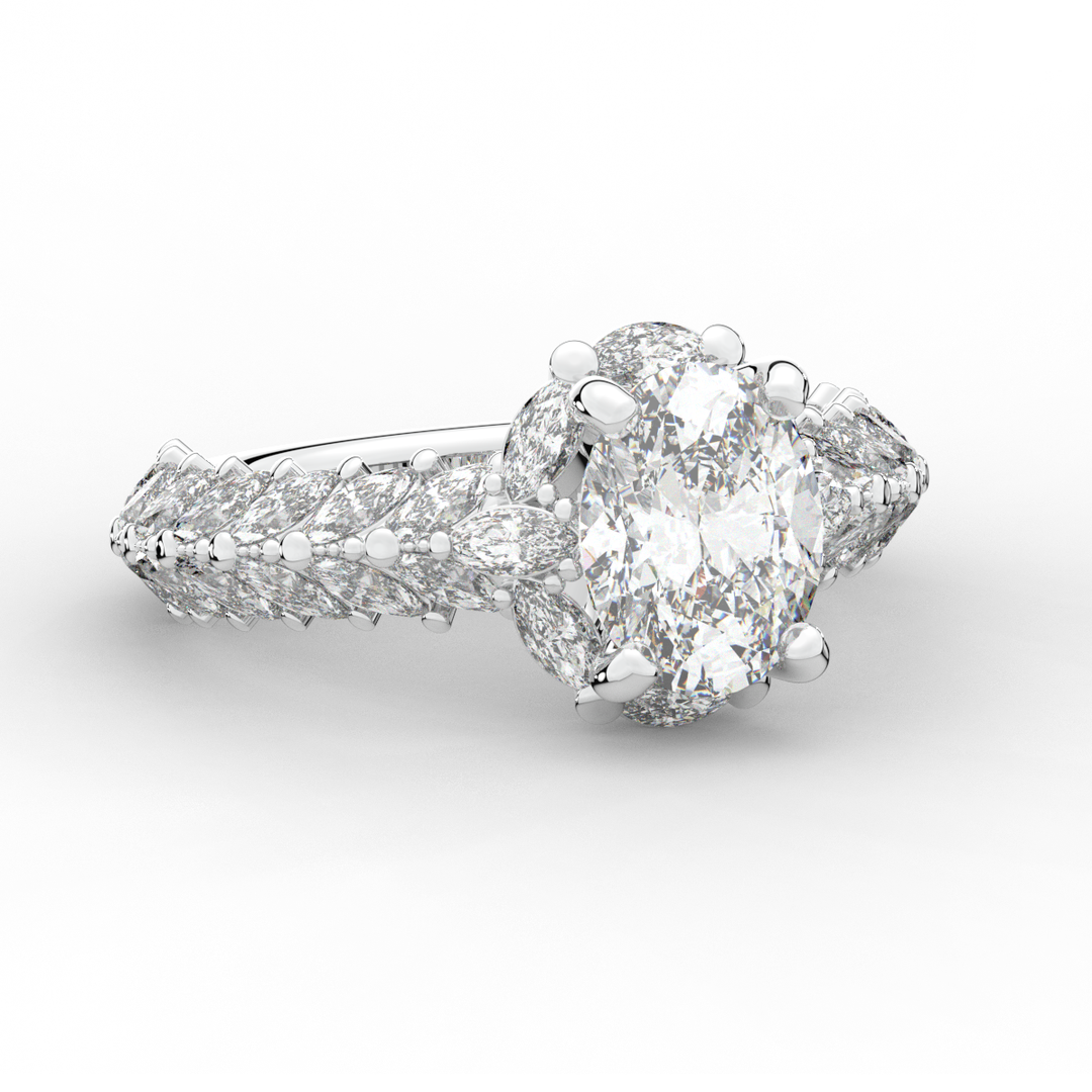 3.10CT.TW OVAL LAB DIAMOND HALO ENGAGEMENT RING - Nazarelle