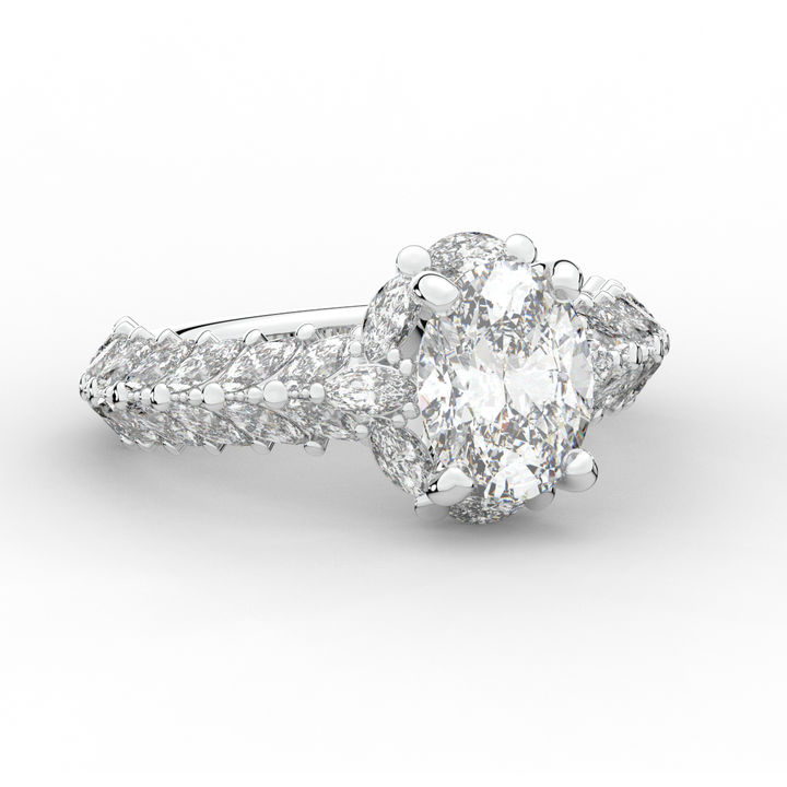 3.10CT.TW OVAL LAB DIAMOND HALO ENGAGEMENT RING - Nazarelle