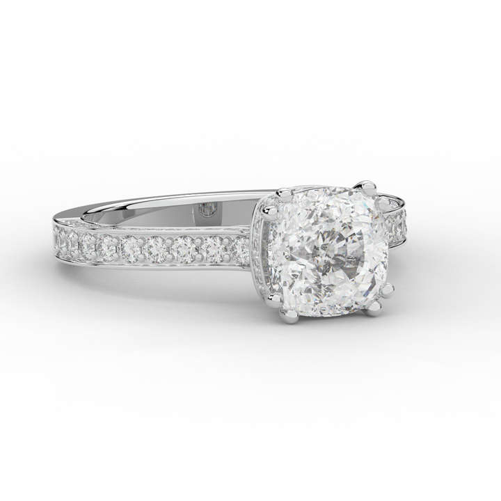 2.60CT.TW CUSHION LAB DIAMOND SOLITAIRE ENGAGEMENT RING - Nazarelle