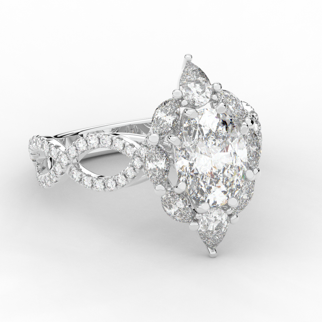 3.00CT.TW OVAL LAB DIAMOND HALO ENGAGEMENT RING - Nazarelle