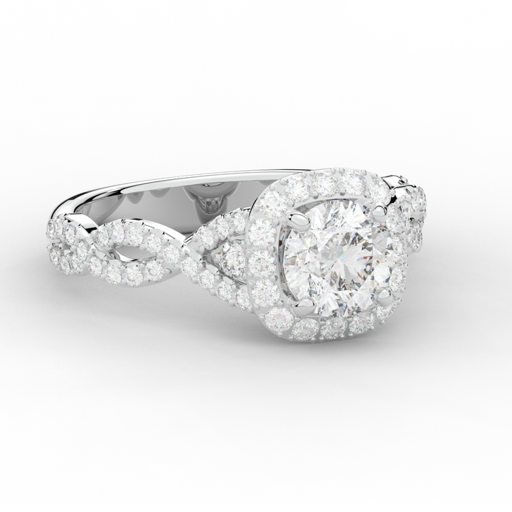 1.60CT.TW ROUND LAB DIAMOND HALO TWIST ENGAGEMENT RING - Nazarelle