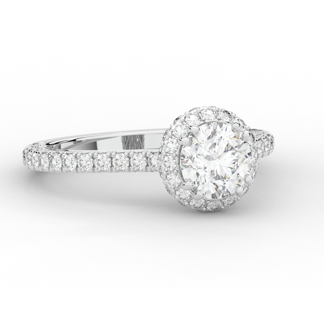 1.90CT.TW ROUND LAB DIAMOND HALO ENGAGEMENT RING - Nazarelle