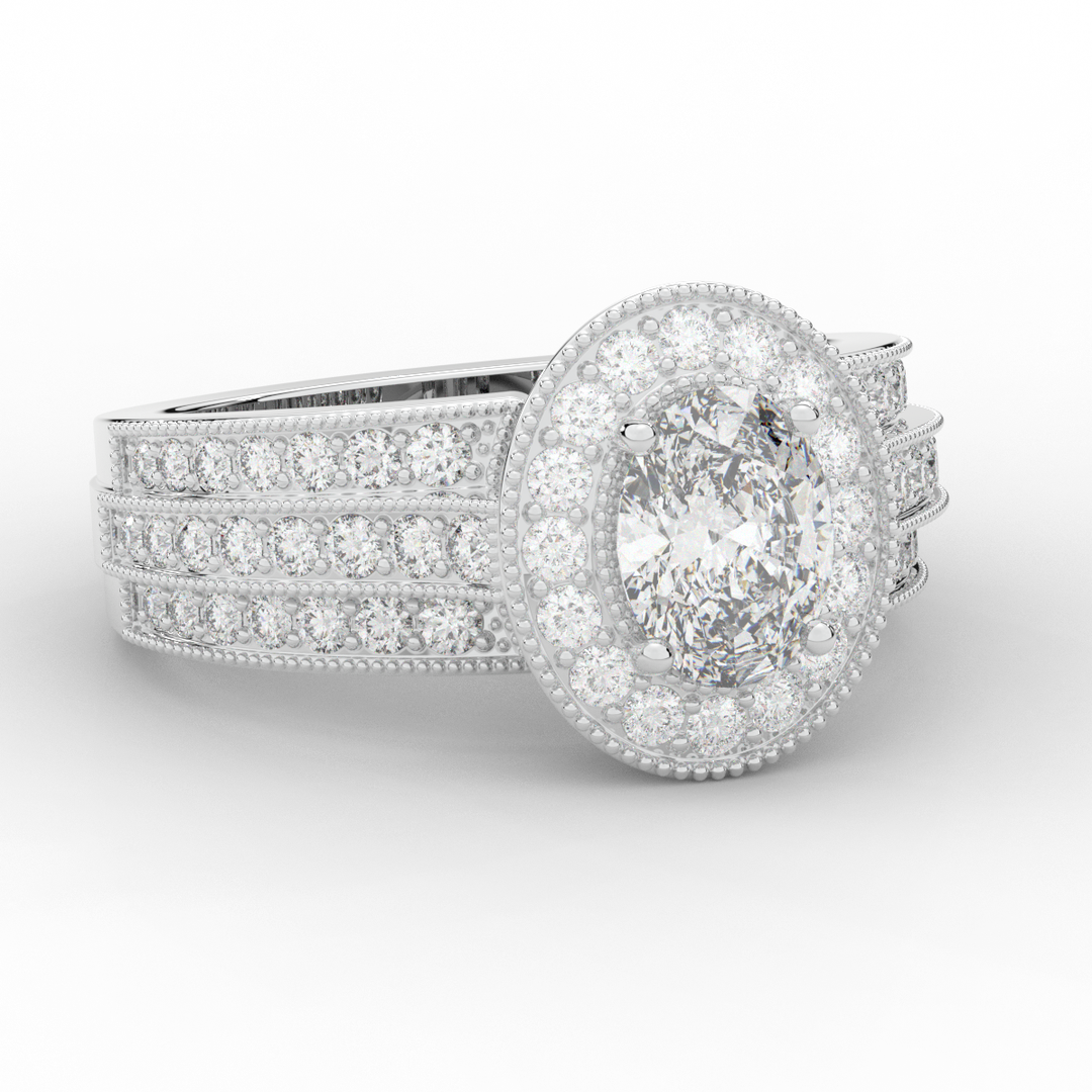 1.80CT.TW OVAL LAB DIAMOND HALO ENGAGEMENT RING - Nazarelle