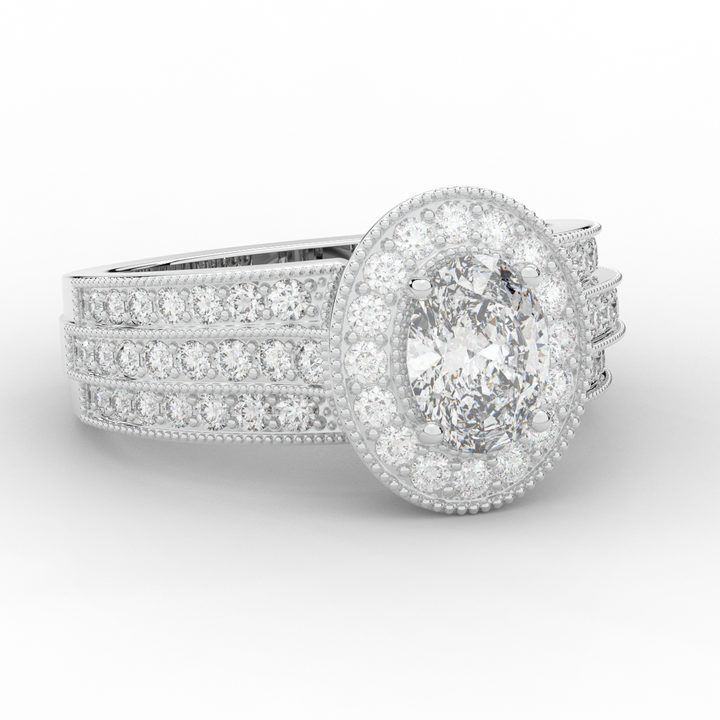 1.80CT.TW OVAL LAB DIAMOND HALO ENGAGEMENT RING - Nazarelle