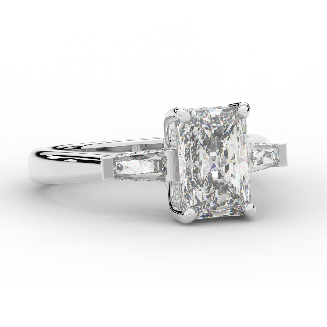 3.45CT.TW RADIANT LAB DIAMOND 3 STONE ENGAGEMENT RING - Nazarelle