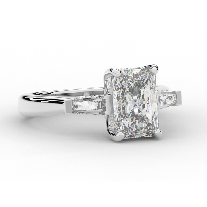 3.45CT.TW RADIANT LAB DIAMOND 3 STONE ENGAGEMENT RING - Nazarelle