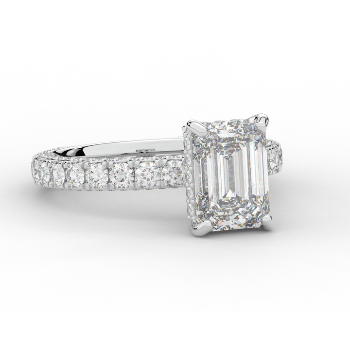 3.00CT.TW EMERALD CUT LAB DIAMOND ENGAGEMENT RING - Nazarelle