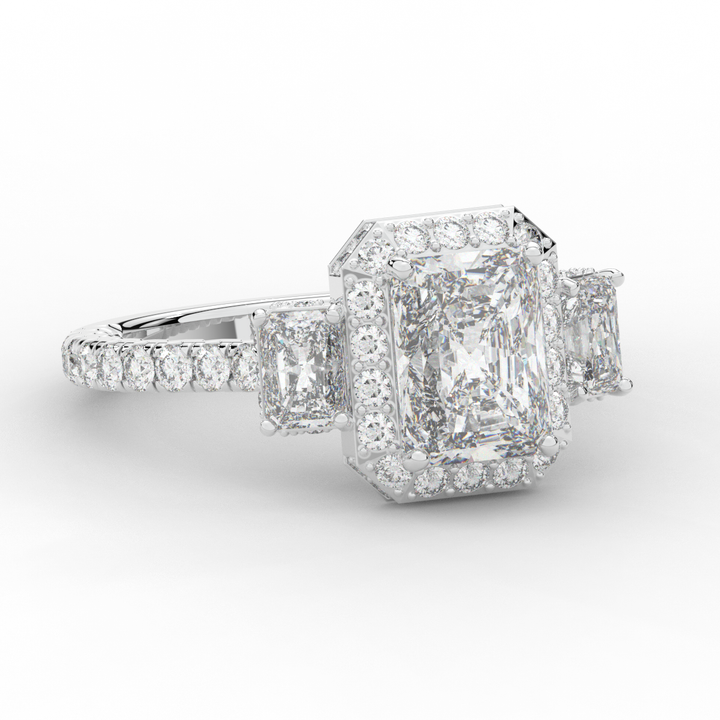3.20CT.TW RADIANT LAB DIAMOND 3 STONE ENGAGEMENT RING - Nazarelle