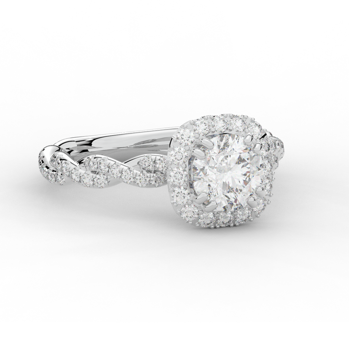 1.55CT.TW ROUND LAB DIAMOND HALO TWIST ENGAGEMENT RING - Nazarelle