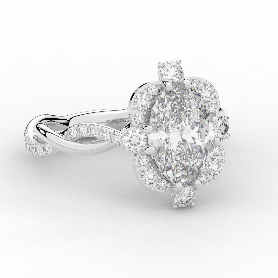 2.70CT.TW OVAL LAB DIAMOND HALO ENGAGEMENT RING - Nazarelle