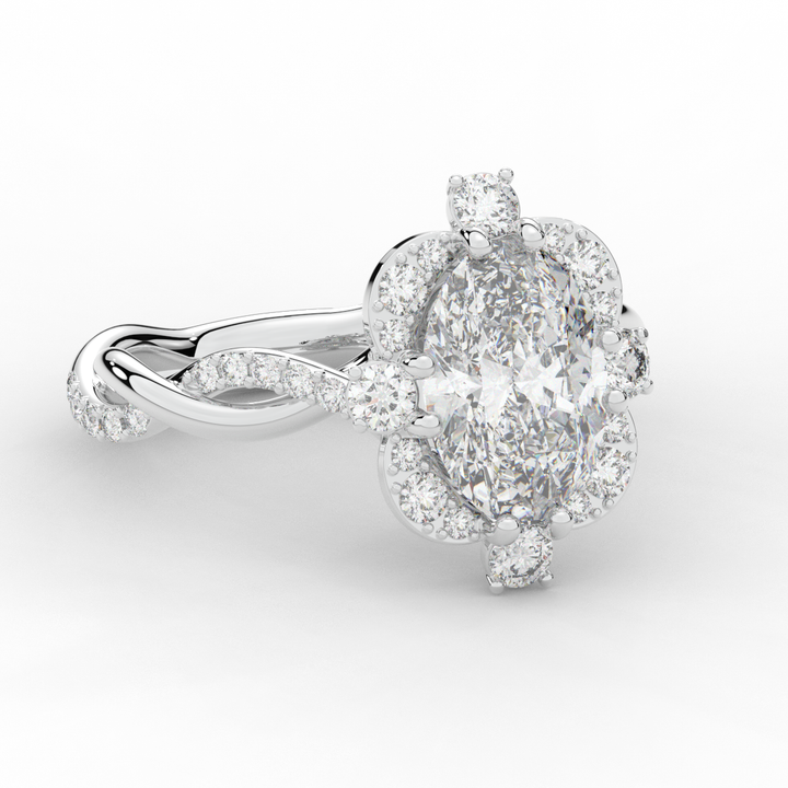 2.70CT.TW OVAL LAB DIAMOND HALO ENGAGEMENT RING - Nazarelle
