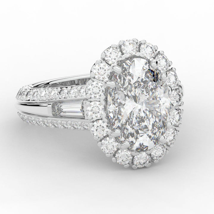 5.75CT.TW OVAL LAB DIAMOND HALO ENGAGEMENT RING - Nazarelle