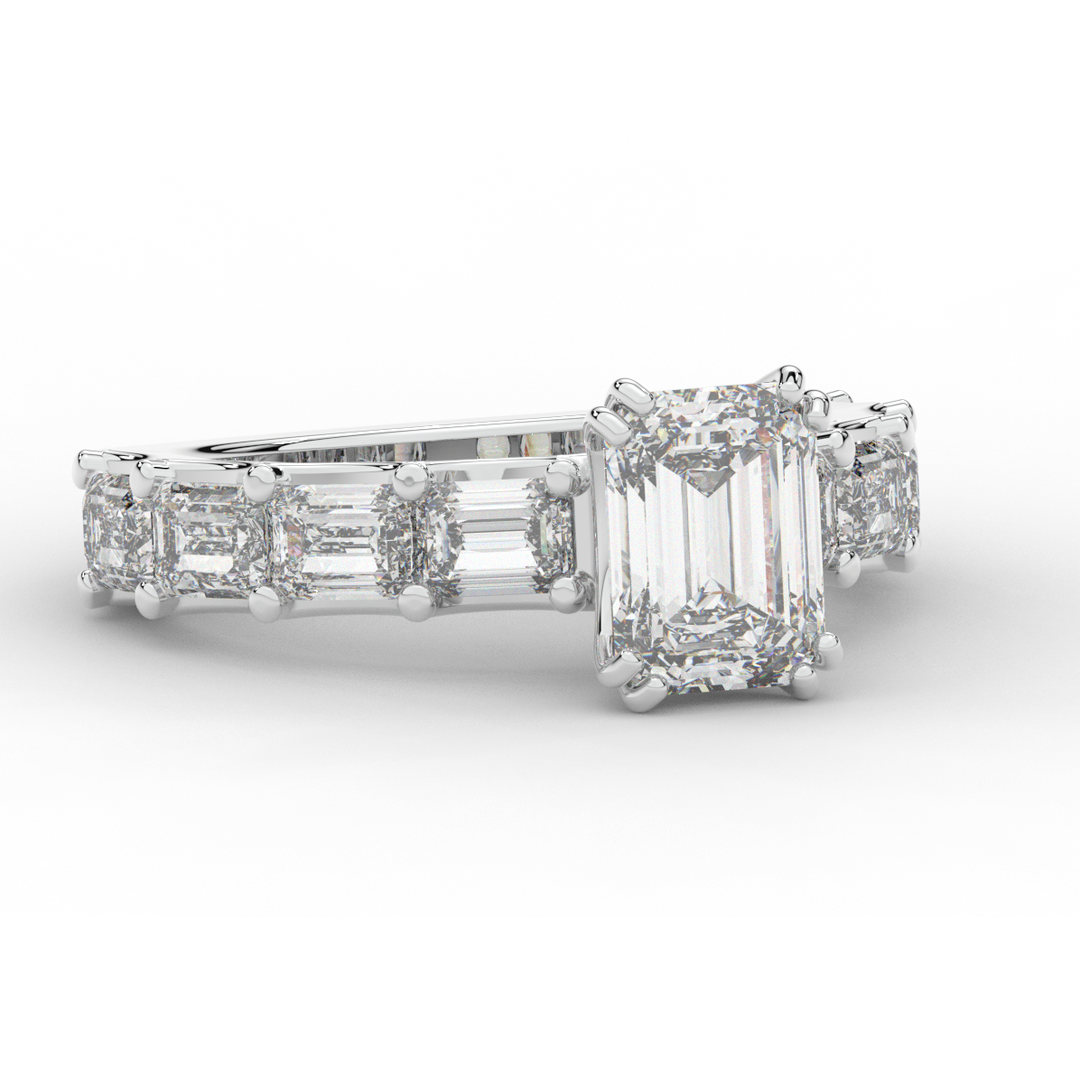 3.75CT.TW EMERALD CUT LAB DIAMOND SOLITAIRE ENGAGEMENT RING
