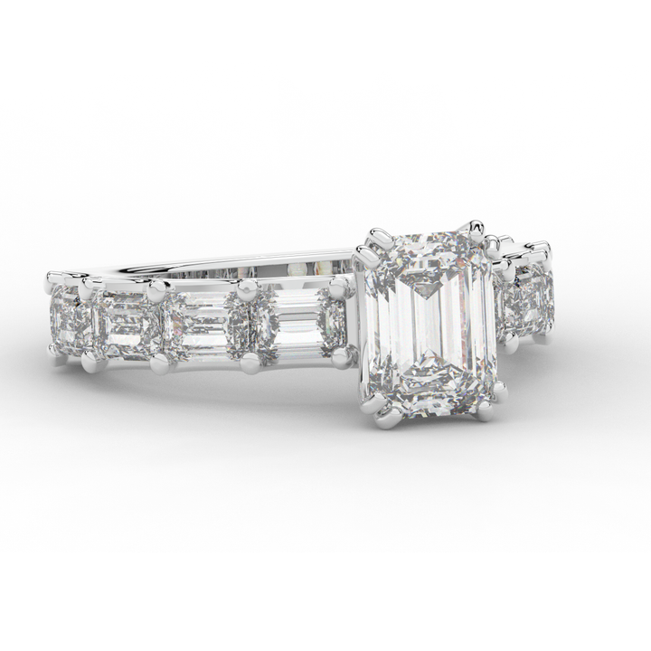 3.75CT.TW EMERALD CUT LAB DIAMOND SOLITAIRE ENGAGEMENT RING