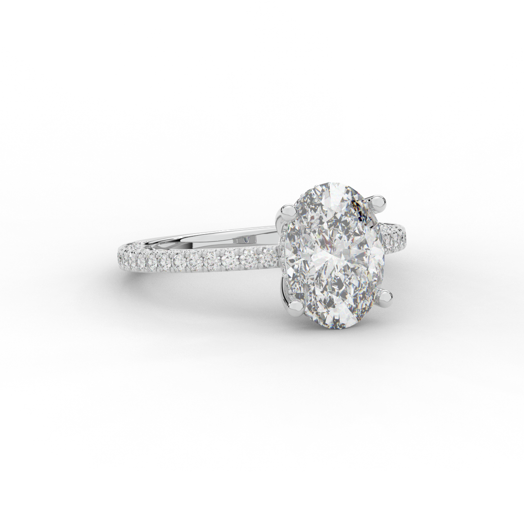 3.15CT.TW OVAL LAB DIAMOND SOLITAIRE ENGAGEMENT RING - Nazarelle