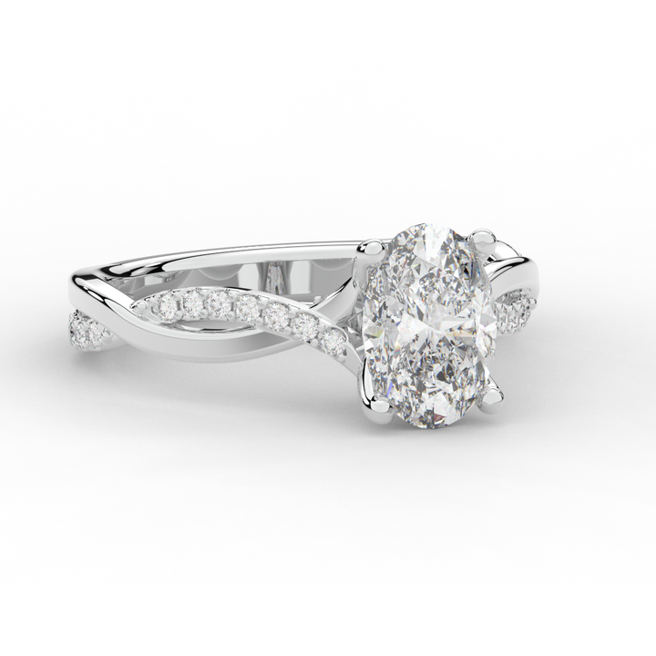 1.70CT.TW OVAL LAB DIAMOND TWIST BAND ENGAGEMENT RING - Nazarelle