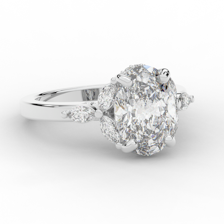 2.85CT.TW OVAL LAB DIAMOND ENGAGEMENT RING - Nazarelle