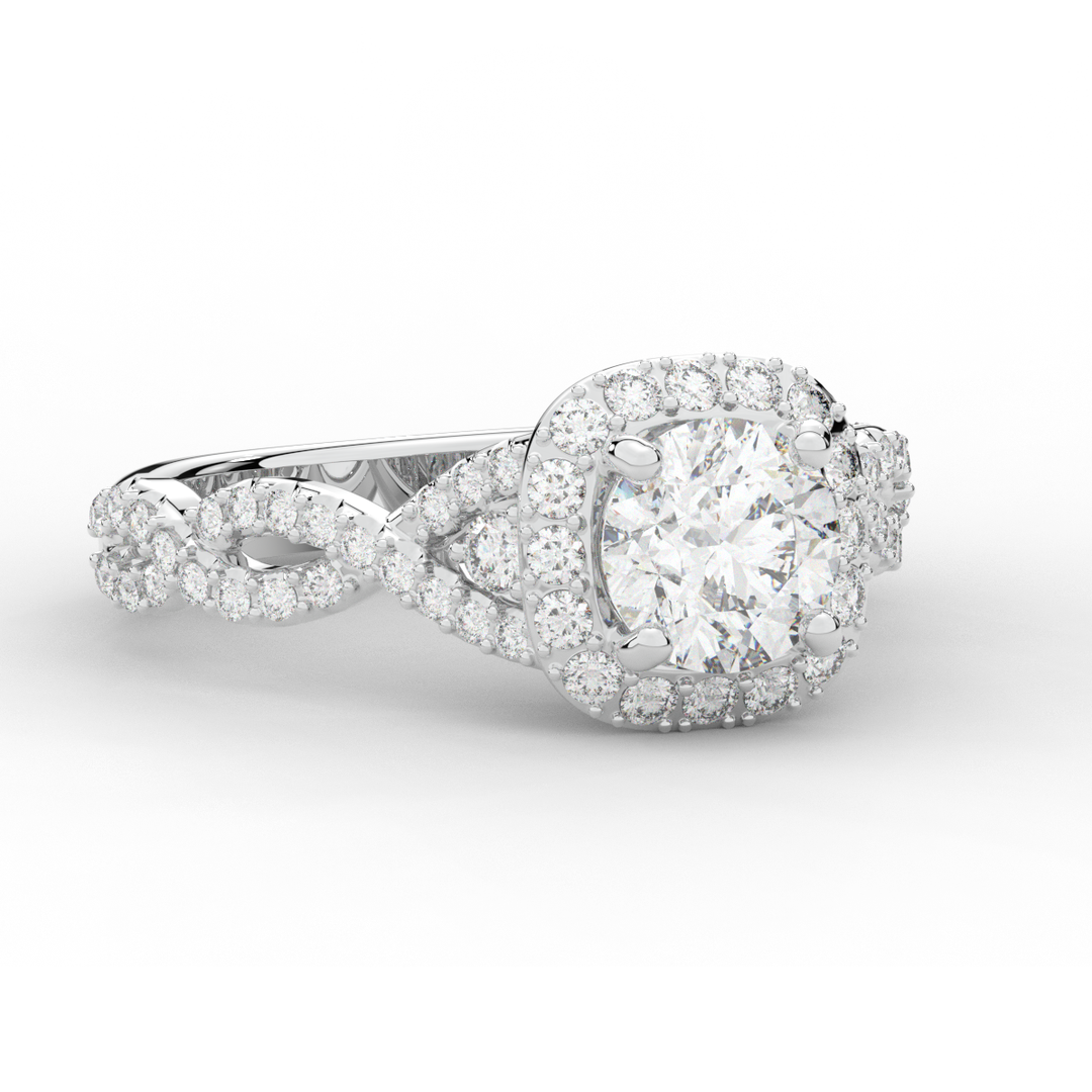 1.30CT.TW ROUND LAB DIAMOND HALO ENGAGEMENT RING - Nazarelle
