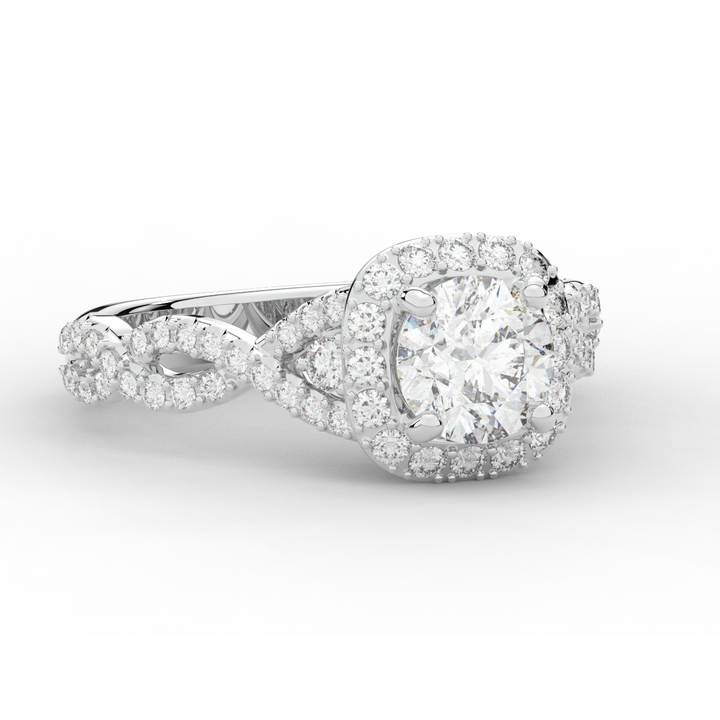 1.30CT.TW ROUND LAB DIAMOND HALO ENGAGEMENT RING - Nazarelle