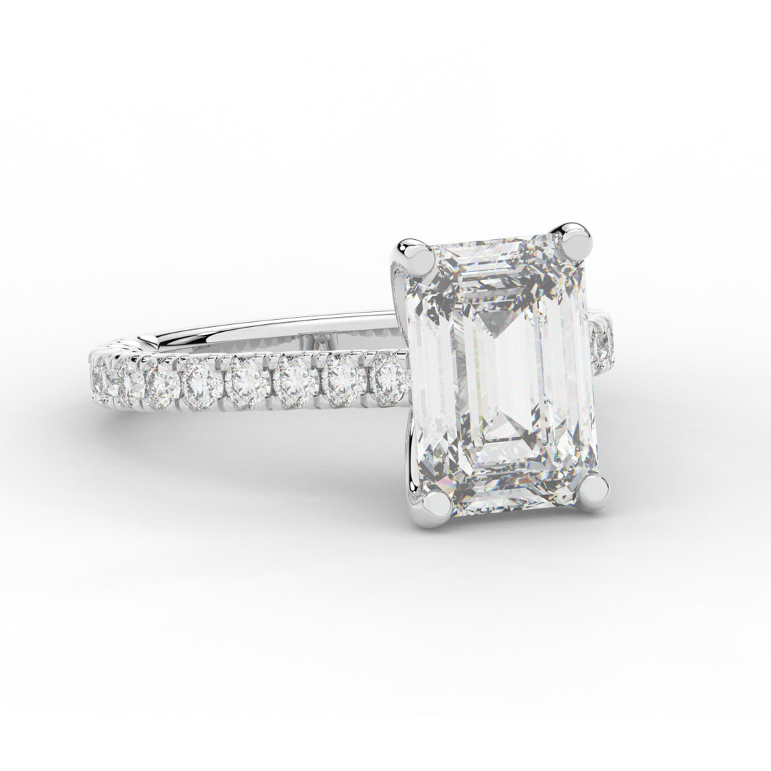 4.25CT.TW EMERALD CUT LAB DIAMOND SOLITAIRE ENGAGEMENT RING - Nazarelle