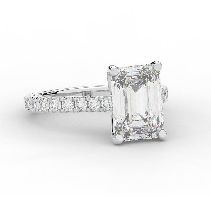 4.25CT.TW EMERALD CUT LAB DIAMOND SOLITAIRE ENGAGEMENT RING - Nazarelle