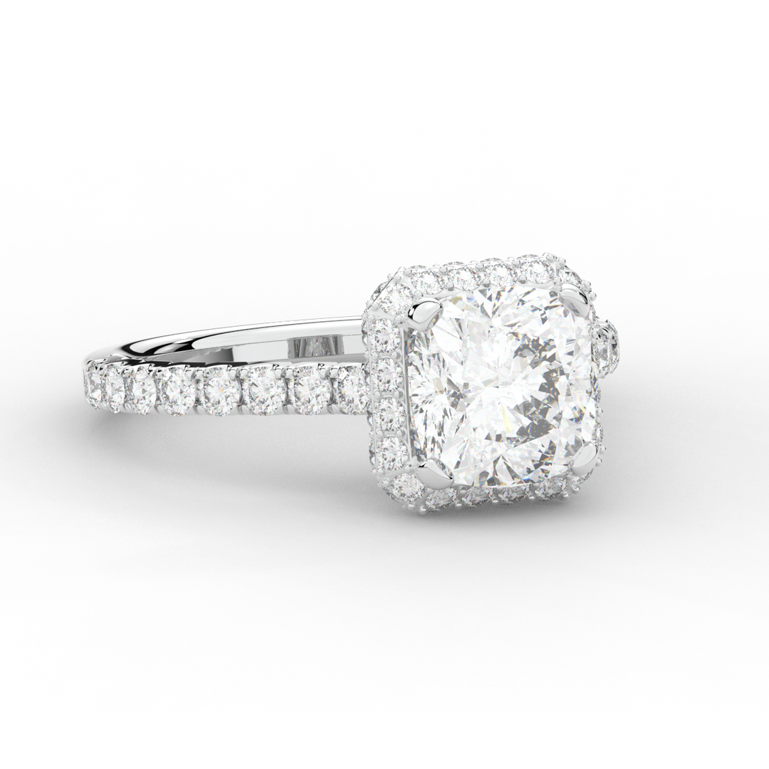2.75CT.TW CUSHION LAB DIAMOND HALO ENGAGEMENT RING - Nazarelle