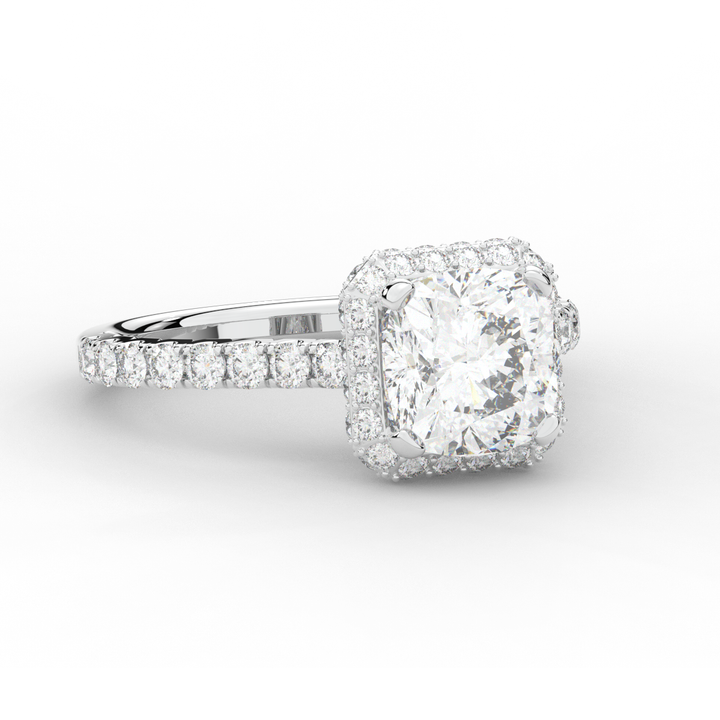 2.75CT.TW CUSHION LAB DIAMOND HALO ENGAGEMENT RING - Nazarelle