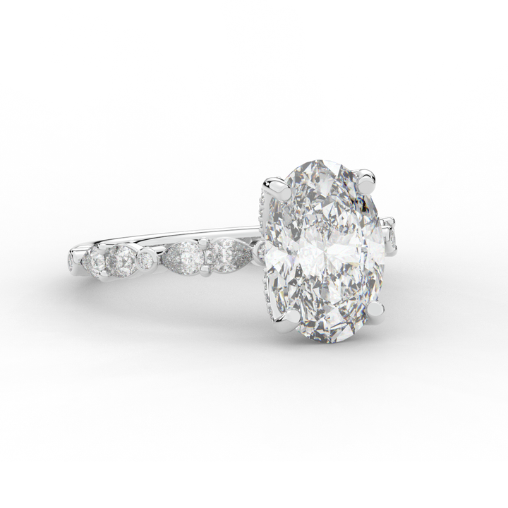 3.60CT.TW OVAL LAB DIAMOND SOLITAIRE ENGAGEMENT RING - Nazarelle