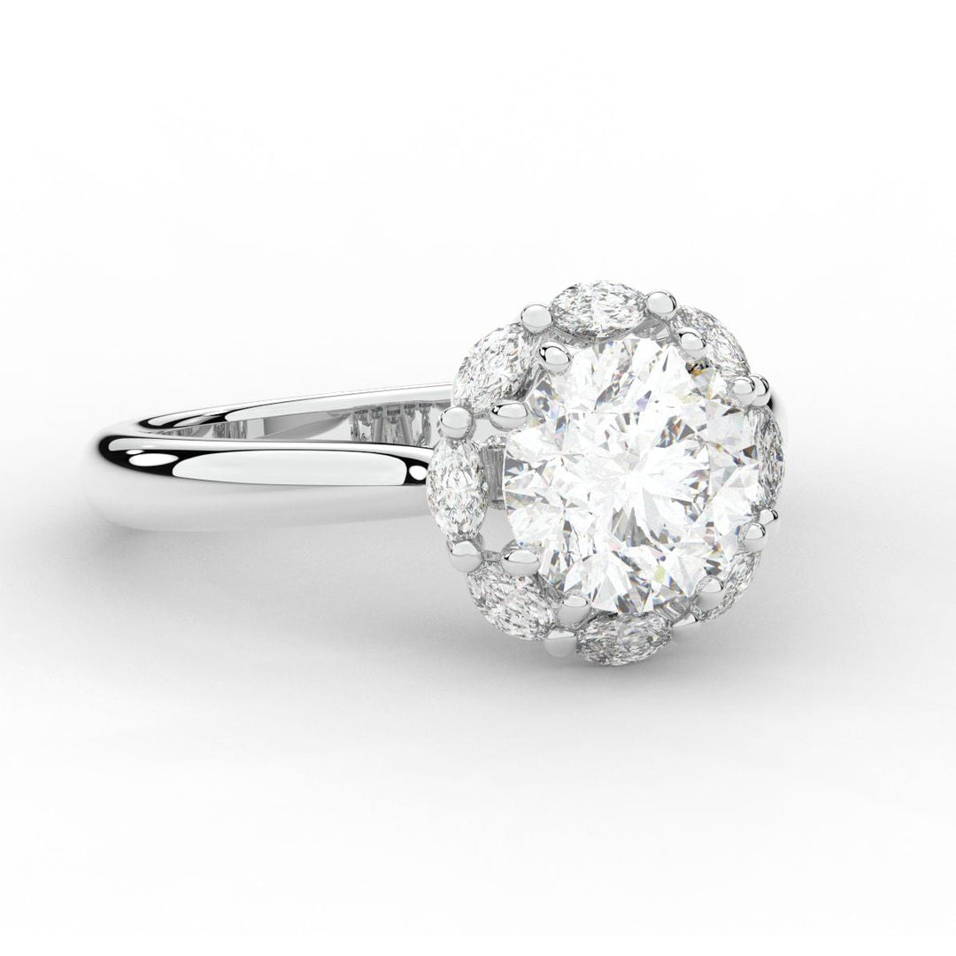 2.40CT.TW ROUND LAB DIAMOND HALO ENGAGEMENT RING - Nazarelle