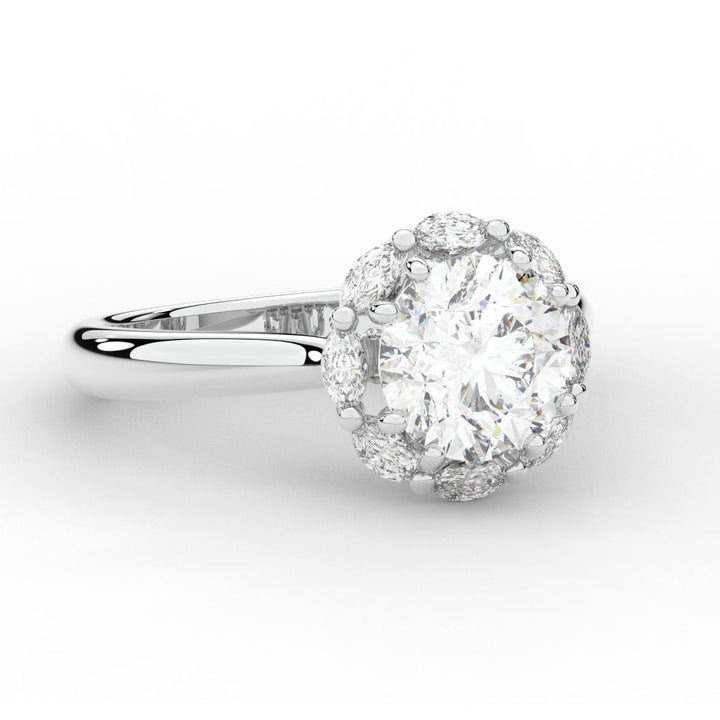 2.40CT.TW ROUND LAB DIAMOND HALO ENGAGEMENT RING - Nazarelle