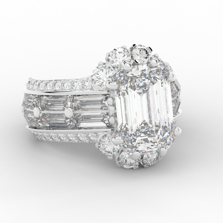 8.25CT.TW EMERALD CUT LAB DIAMOND HALO ENGAGEMENT RING - Nazarelle
