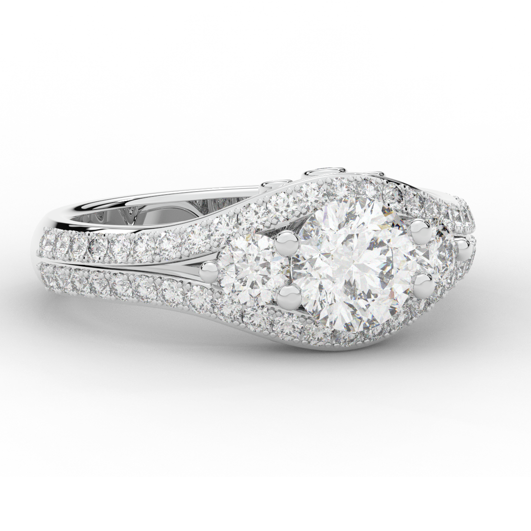 1.90CT.TW ROUND LAB DIAMOND THREE STONE ENGAGEMENT RING - Nazarelle