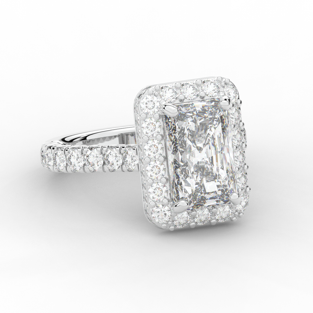 4.50CT.TW RADIANT LAB DIAMOND HALO ENGAGEMENT RING - Nazarelle