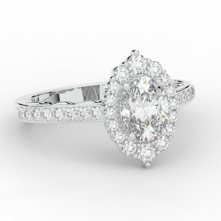 1.75CT.TW OVAL LAB DIAMOND HALO ENGAGEMENT RING - Nazarelle