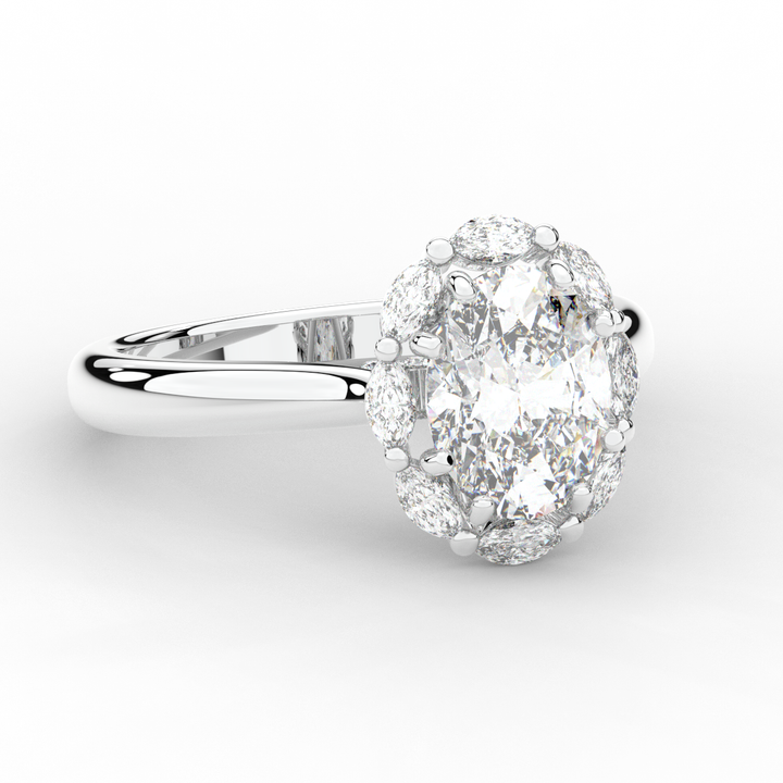 1.90CT.TW OVAL LAB DIAMOND HALO ENGAGEMENT RING - Nazarelle