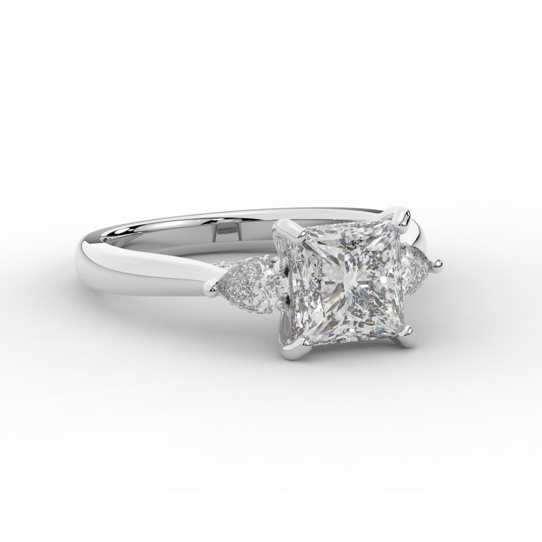 2.40CT.TW PRINCESS LAB DIAMOND 3 STONE ENGAGEMENT RING - Nazarelle