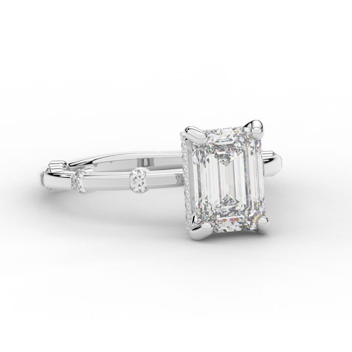 2.60CT.TW RADIANT LAB DIAMOND UNDERHALO SOLITAIRE ENGAGEMENT RING - Nazarelle