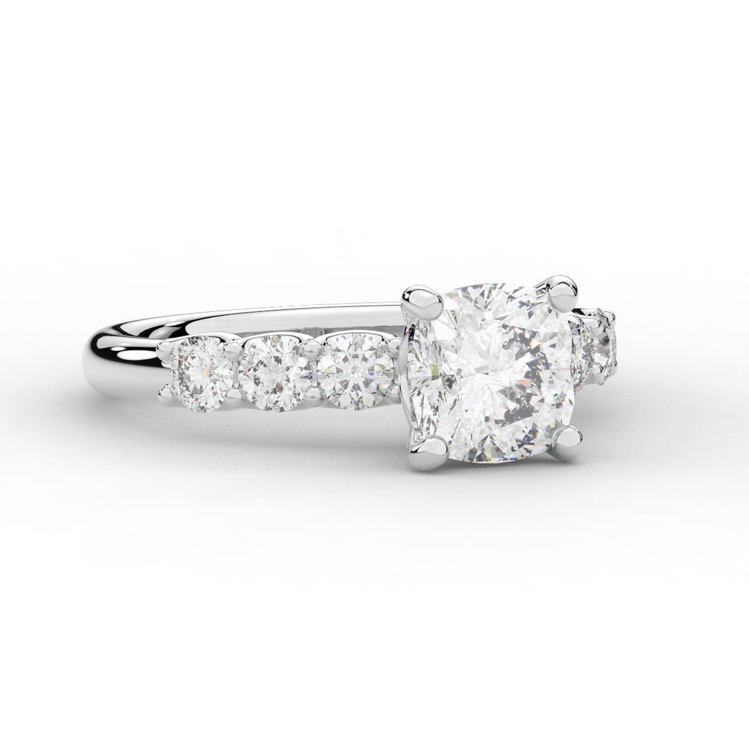 2.60CT.TW CUSHION LAB DIAMOND SOLITAIRE ENGAGEMENT RING - Nazarelle